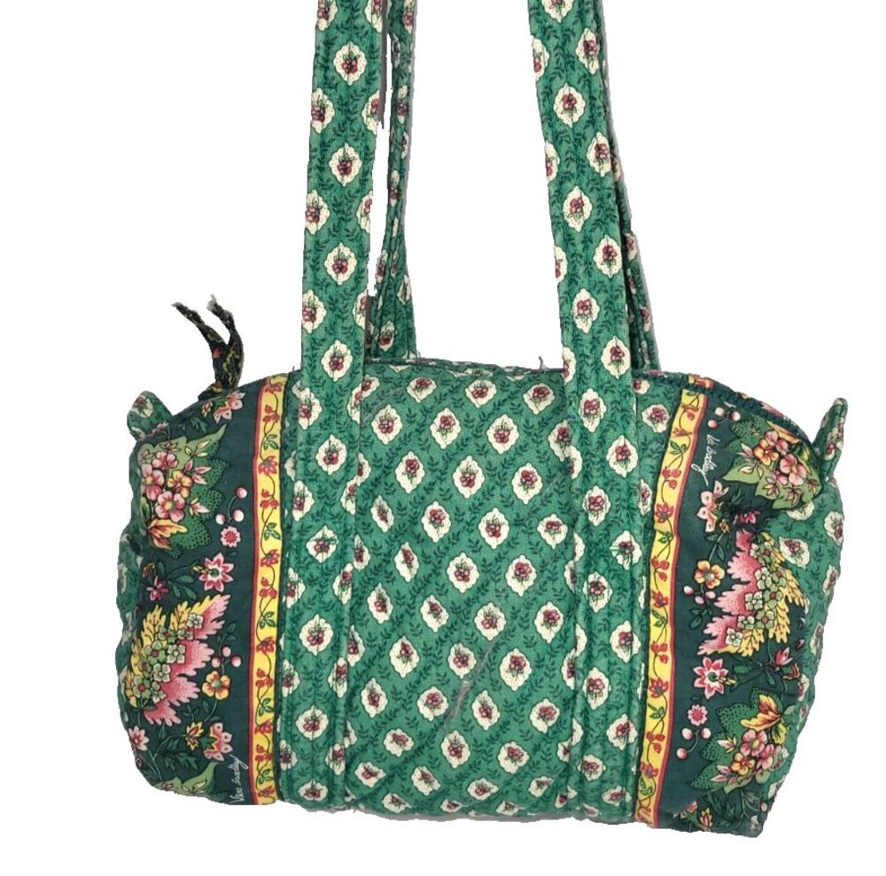 Vera Bradley Greenfield Vintage Quilted Barrel Shoulder Bag w/Glasses Case